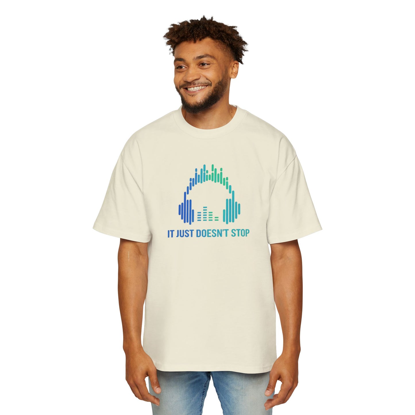 Men's Heavy Oversized Tee - Neon Wave