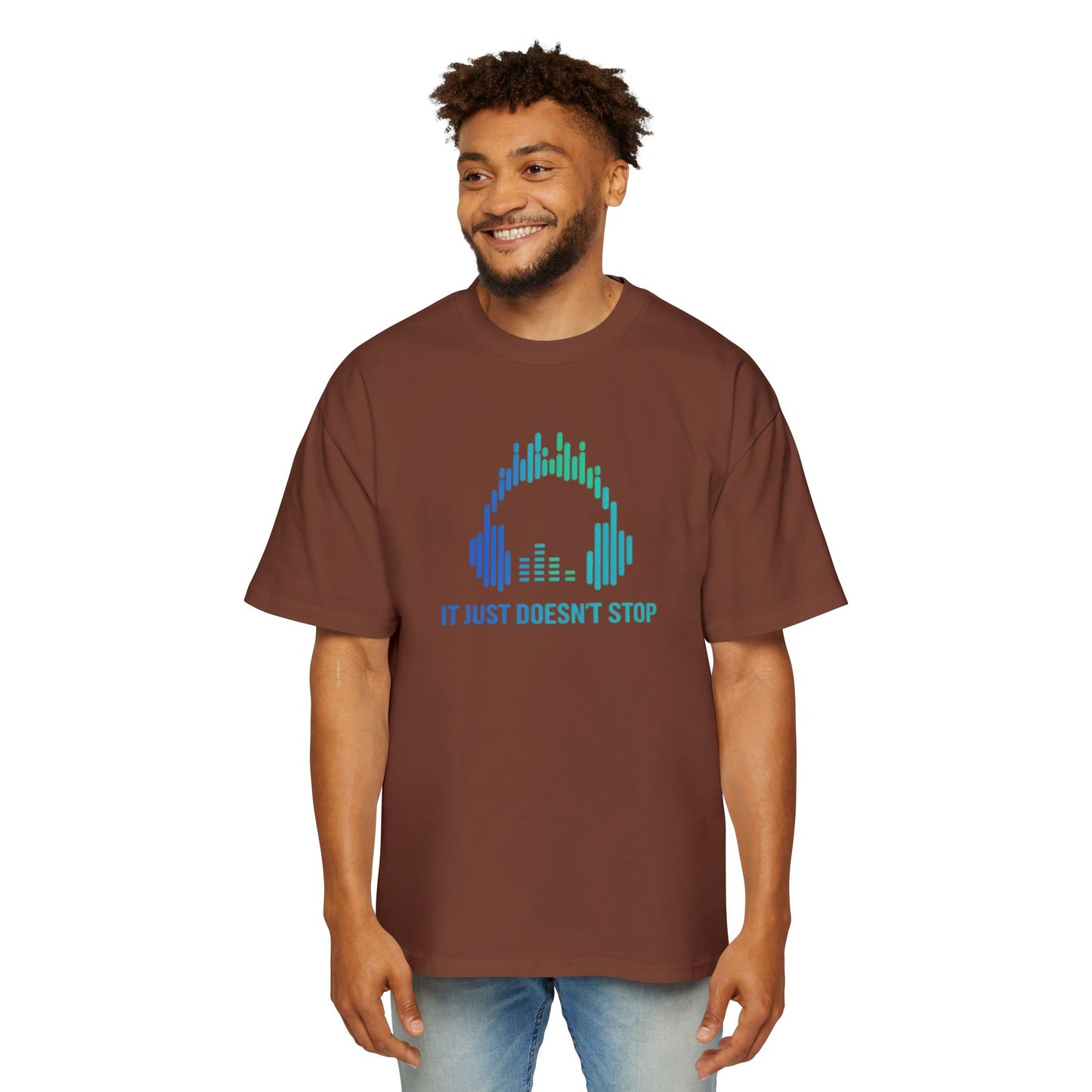 Men's Heavy Oversized Tee - Neon Wave