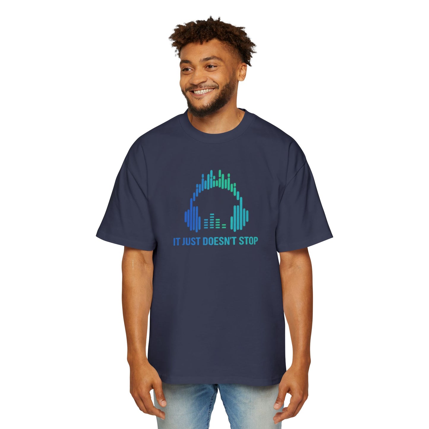 Men's Heavy Oversized Tee - Neon Wave