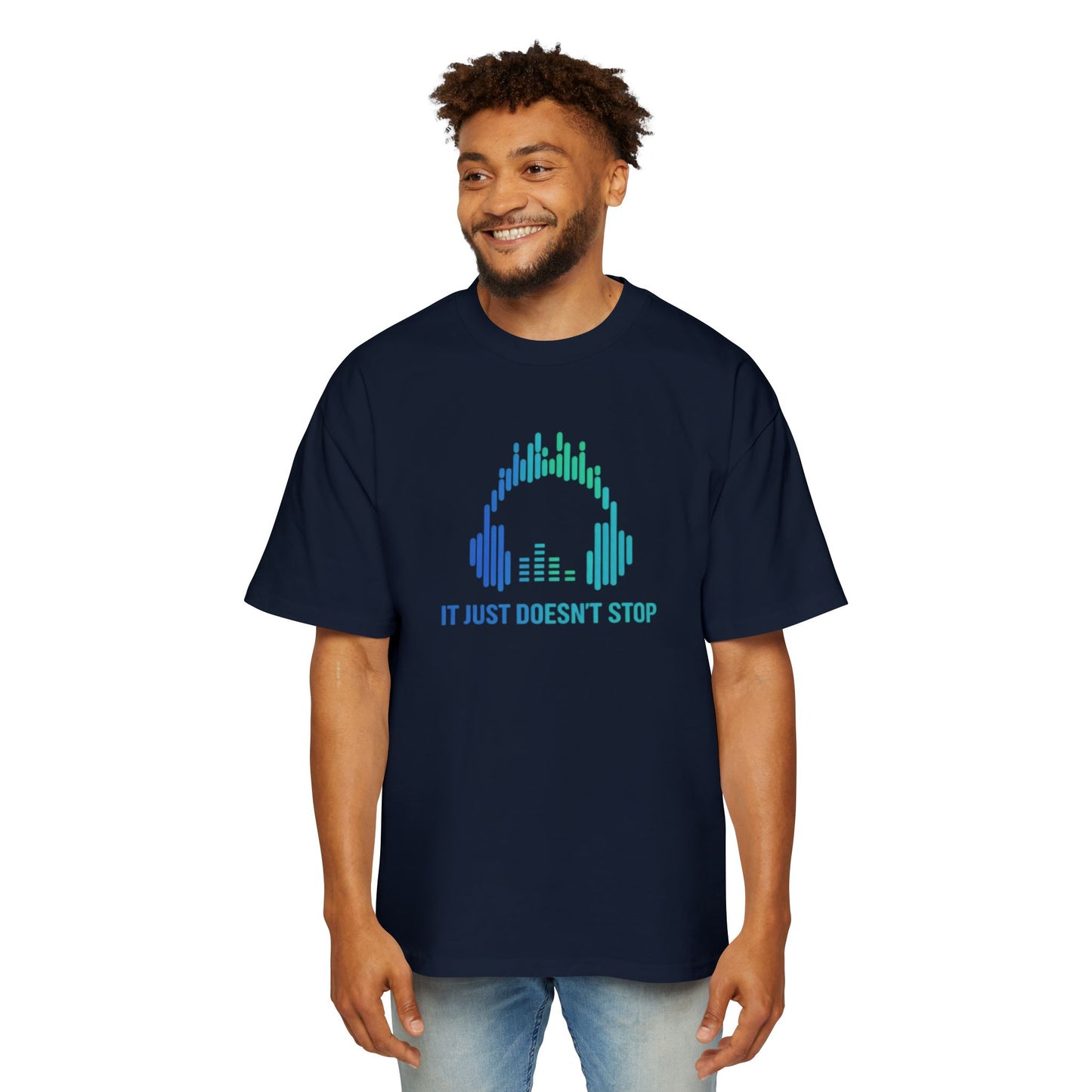 Men's Heavy Oversized Tee - Neon Wave