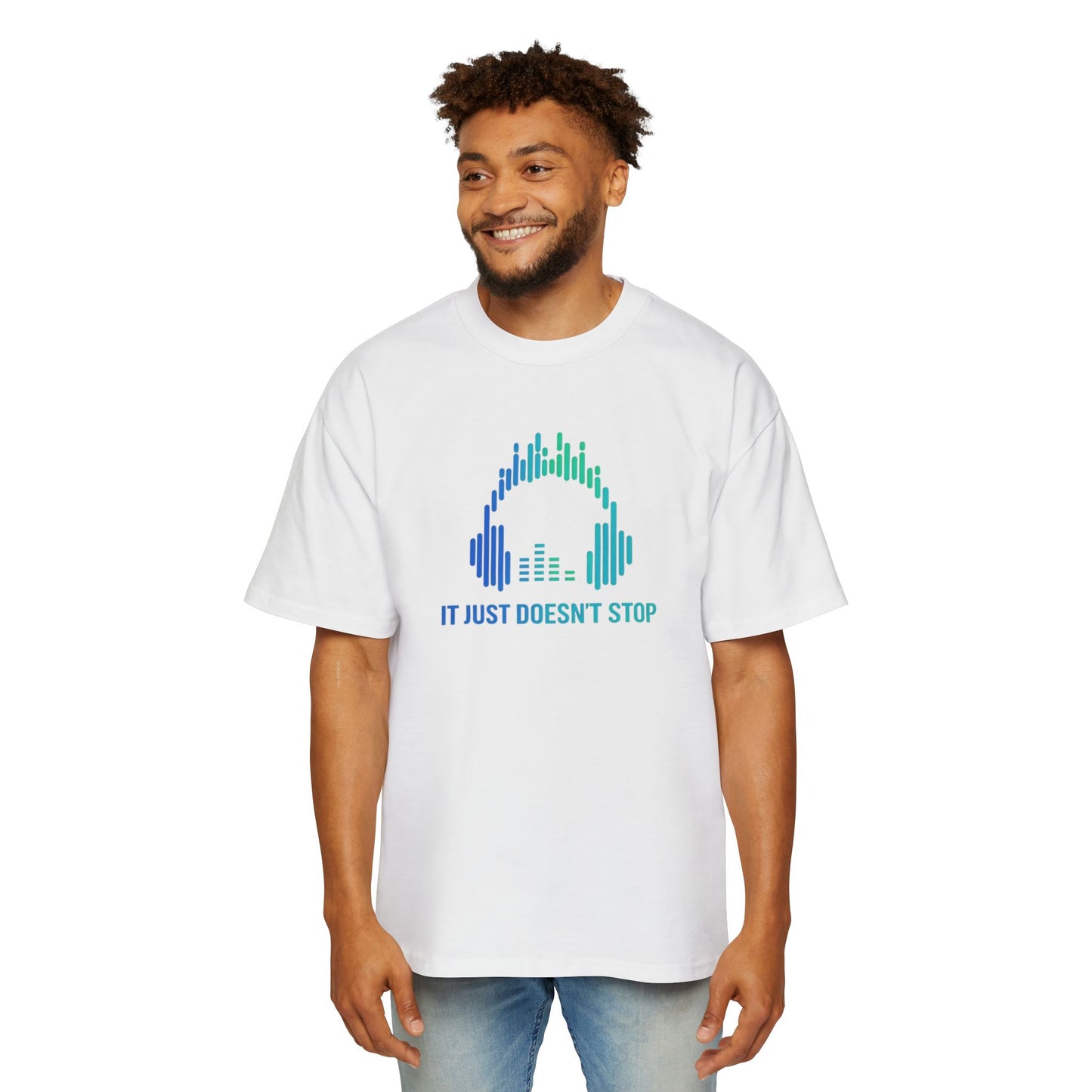Men's Heavy Oversized Tee - Neon Wave