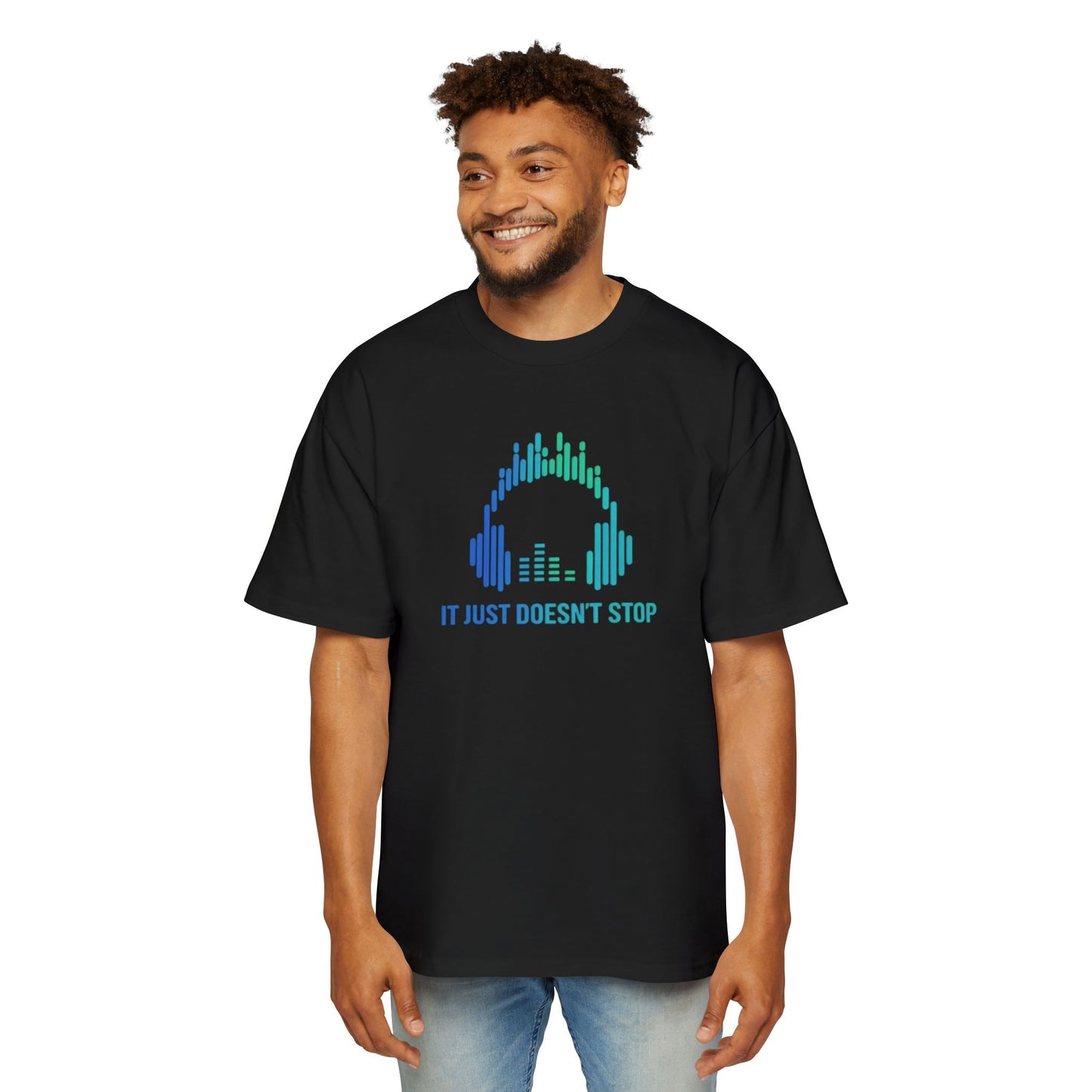 Men's Heavy Oversized Tee - Neon Wave