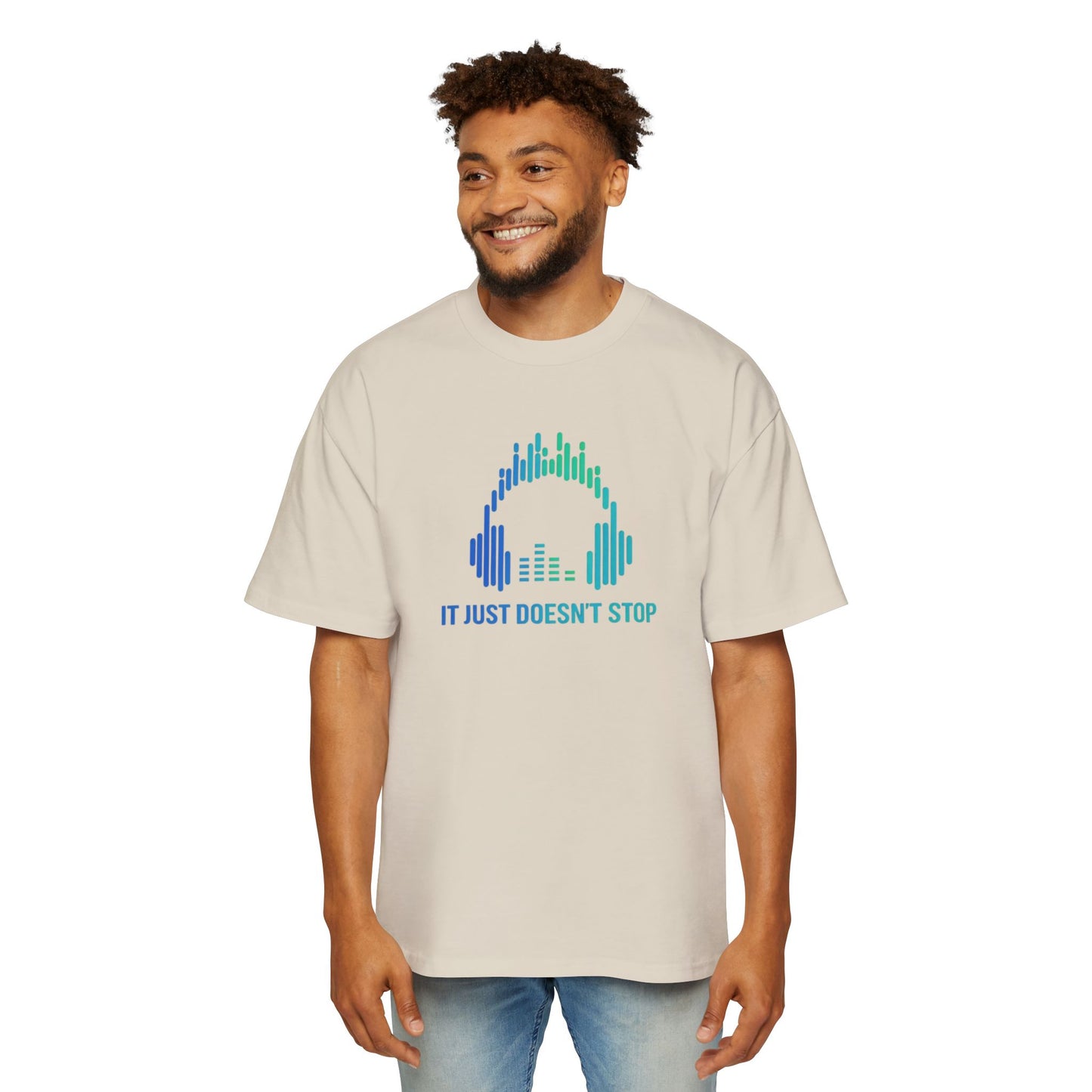 Men's Heavy Oversized Tee - Neon Wave