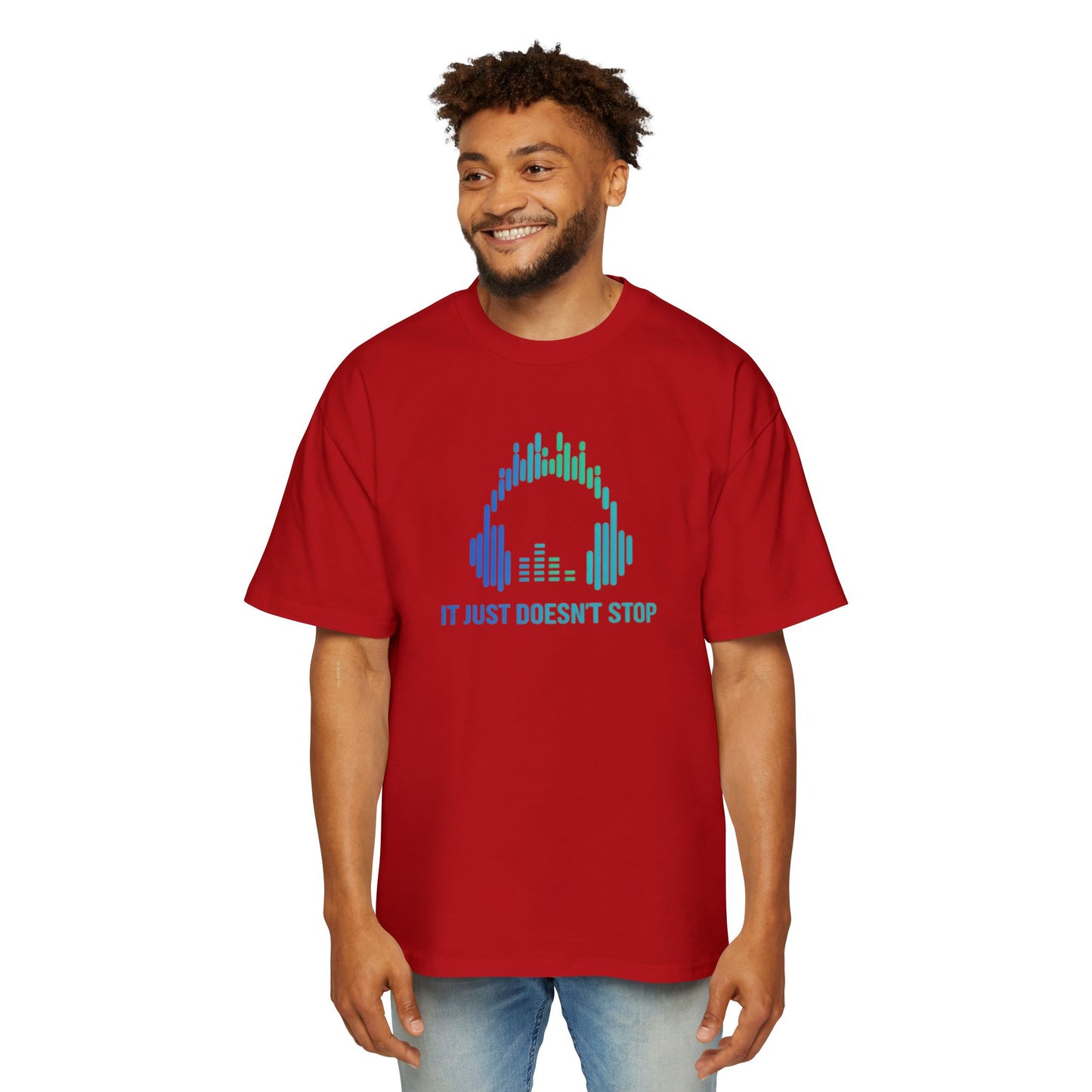 Men's Heavy Oversized Tee - Neon Wave