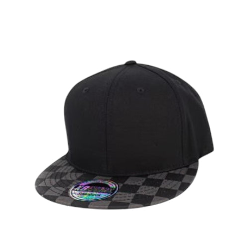 Kbethos Checkered Brim Snapback - Black/Grey