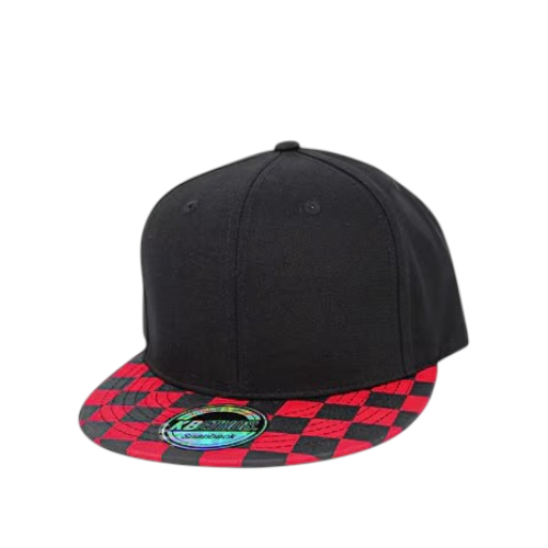 Kbethos Checkered Brim Snapback - Black/Red